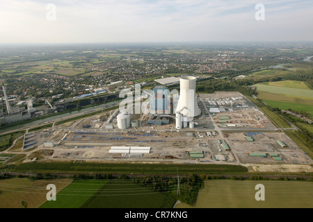 Vista aerea, Datteln 4, E.ON impianto alimentato a carbone in costruzione, Datteln, la zona della Ruhr, Renania settentrionale-Vestfalia Foto Stock