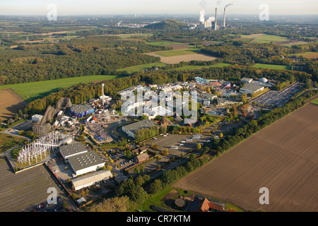 Vista aerea, Movie Park Germany, parco divertimenti, Bottrop Kirchhellen, la zona della Ruhr, Renania settentrionale-Vestfalia, Germania, Europa Foto Stock