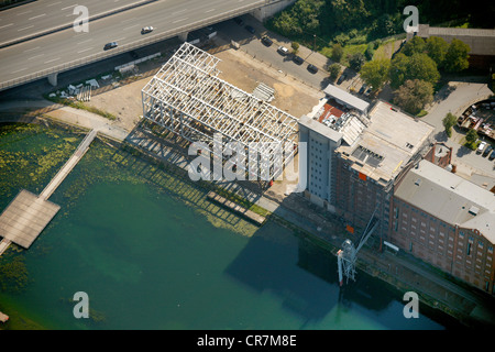 Vista aerea, Kueppersmuehle Museo di Arte Moderna, Duisburg, la zona della Ruhr, Renania settentrionale-Vestfalia, Germania, Europa Foto Stock