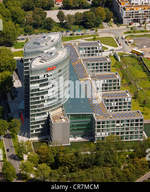 Vista aerea, EON sede a Essen, la zona della Ruhr, Renania settentrionale-Vestfalia, Germania, Europa Foto Stock