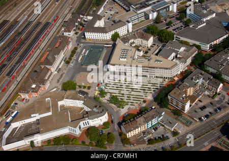 Vista aerea, Platz der Deutschen Einheit square, Heinrich von Kleist-Forum edificio, Hamm, la zona della Ruhr, Renania settentrionale-Vestfalia Foto Stock