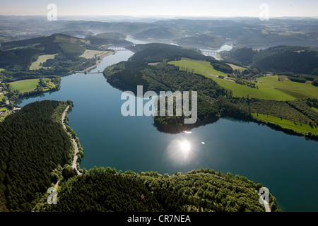 Vista aerea, Biggetalsperre, Bigge serbatoio, Olpe, Maerkischer Kreis distretto, Sauerland, Renania settentrionale-Vestfalia Foto Stock