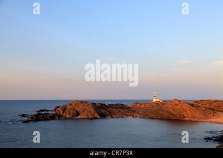 Isole Baleari Spagna, Menorca, Cap de Favaritx Lighthouse Foto Stock