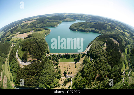 Vista aerea, Versetalsperre dam, Klamer Bruecke ponte massiccio renano, Luedenscheid, Herscheid, area di Sauerland Foto Stock