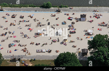 Vista aerea, Suedsee-Paradies Essen, Seaside Beach Baldeney, Lago Baldeney, Essen, la zona della Ruhr, Renania settentrionale-Vestfalia Foto Stock