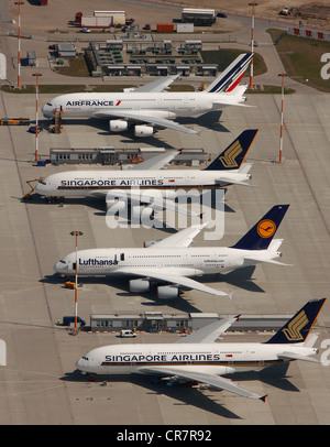 Vista aerea, Amburgo Finkenwerder aeroporto, opere di aeromobili, velivoli impianto di fabbricazione, Amburgo, Germania, Europa Foto Stock