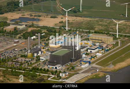 Vista aerea, Brunsbuettel Centrale Nucleare, Elba, Dithmarschen, Schleswig-Holstein, Germania, Europa Foto Stock