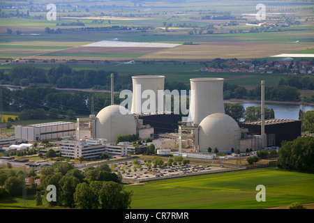 Vista aerea, Biblis Centrale Nucleare, Hesse, Germania, Europa Foto Stock