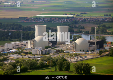 Vista aerea, Biblis Centrale Nucleare, Hesse, Germania, Europa Foto Stock