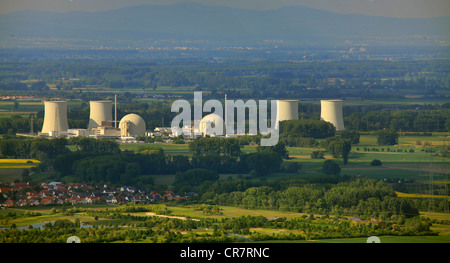 Vista aerea, Biblis Centrale Nucleare, Hesse, Germania, Europa Foto Stock