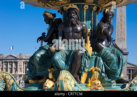 Francia, Parigi, Place de la Concorde, la fontana dei mari Foto Stock