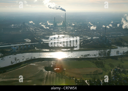 Acqua di inondazione, Lippe River, Marl, Haltern am See, Renania settentrionale-Vestfalia, Germania, Europa Foto Stock