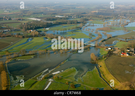 Acqua di inondazione, Lippe River, Unna, Renania settentrionale-Vestfalia, Germania, Europa Foto Stock