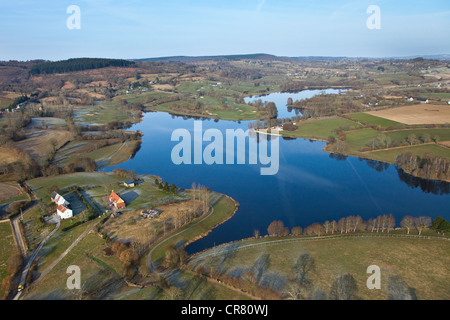 Francia, Calvados, St Manvieu Bocage, Dathee Diga lago (vista aerea) Foto Stock