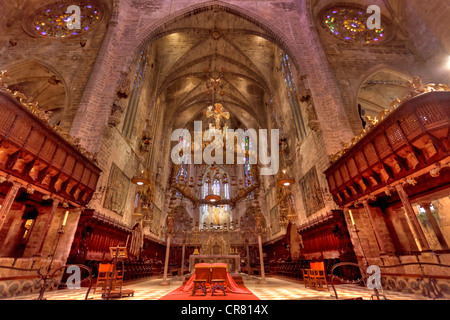 Isole Baleari Spagna, Mallorca, Palma de Mallorca, Cattedrale (La Seu) Foto Stock