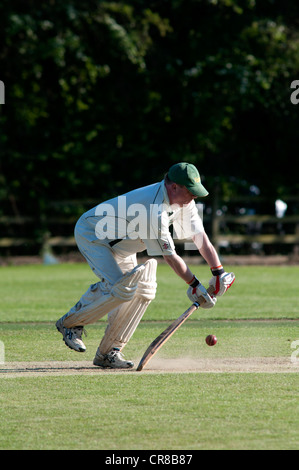 Battitore nel villaggio di partita di cricket Foto Stock