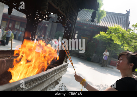 Tempio buddista, Guang-Ji tempio, Xicheng District, Pechino, Cina Foto Stock