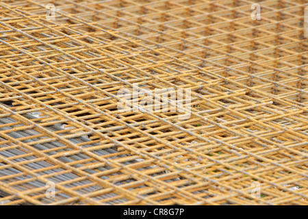 Calcestruzzo di metallo tappetini di rinforzo su un sito in costruzione, Salisburgo, Austria, Europa Foto Stock