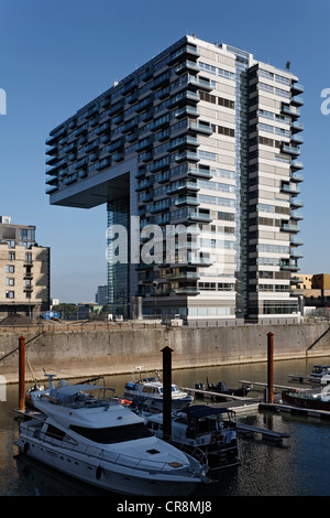 Kranhaus Pandion Vista appartamento edificio, quartiere Rheinauhafen, Colonia, nella Renania settentrionale-Vestfalia, Germania, Europa Foto Stock