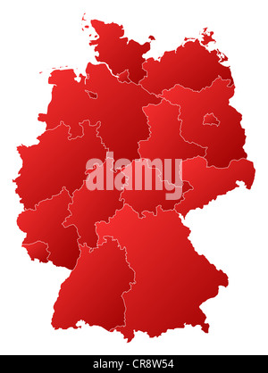 Mappa Politico della Germania con i diversi Stati membri. Foto Stock