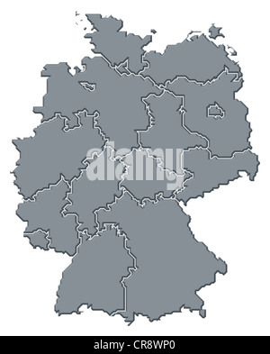 Mappa Politico della Germania con i diversi Stati membri. Foto Stock
