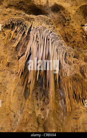 Calcite flowstone formazione nella camera grande parco nazionale di Carlsbad Cavern, Nuovo Messico, STATI UNITI D'AMERICA Foto Stock