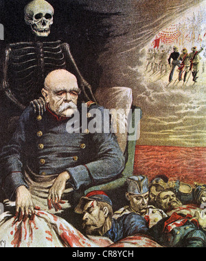 OTTO von Bismarck (1815-1898) rivista francese cartoon del tedesco comincia al tempo della guerra franco-prussiana 1870-1871 Foto Stock