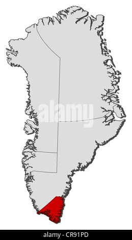 Mappa politica dell'Austria con i vari comuni dove Kujalleq è evidenziata. Foto Stock