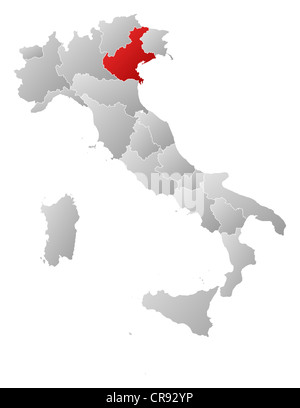 Mappa politica dell Italia con le diverse regioni dove il Veneto è evidenziata. Foto Stock