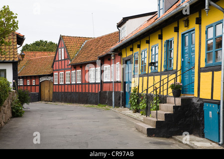 Timber-Timber-frame case in Allinge-Sandvig, Bornholm, Danimarca, Europa Foto Stock