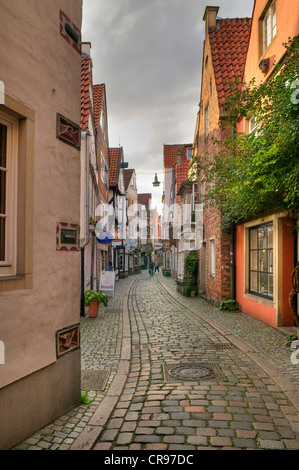 Strada nel Schnoorviertel, quartiere Schnoor, Brema, Germania, Europa Foto Stock