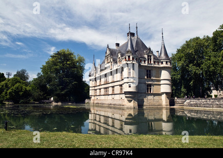 Chateau Azay-le-Rideau castello, un castello rinascimentale sulla Loira e inizio della costruzione nel 1510 Foto Stock