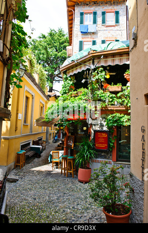 Bellagio,Lago di attraversamento,alberghi,ristoranti sul fronte,vicoli,negozi,vista lago, giardino,Lago di Como,laghi italiani,Italia Foto Stock