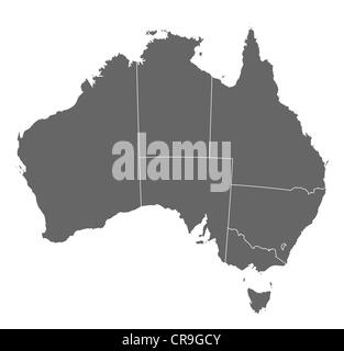 Mappa Politico di Australia con i diversi Stati membri. Foto Stock