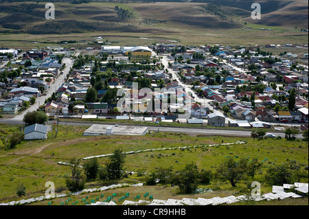 28 de noviembre insediamento minerario vista dal Cerro de la Cruz Reserva urbano Santa Cruz Provincia Patagonia Argentina Foto Stock