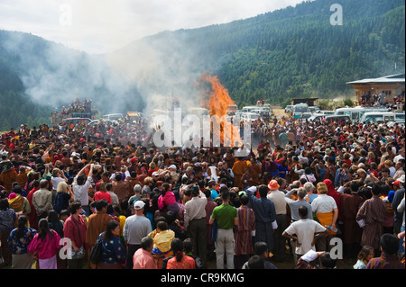 Thangbi Mani Tsechu festival, Jakar, Bumthang, Chokor Valley, Bhutan, Asia Foto Stock