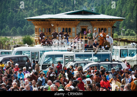 Thangbi Mani Tsechu festival, Jakar, Bumthang, Chokor Valley, Bhutan, Asia Foto Stock