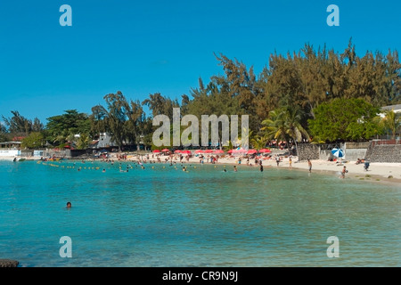 La popolare spiaggia di Pereybere sulla costa nord dell'Oceano indiano Isole Mauritius Foto Stock