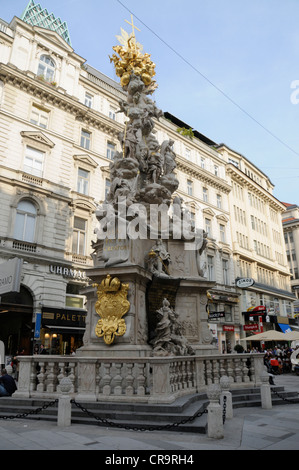 La Pestsaula (colonna della peste) a Der Graben, Vienna, Austria Foto Stock