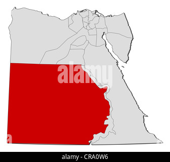 Mappa politica dell Egitto con i vari governatorati dove nuova Valle è evidenziata. Foto Stock
