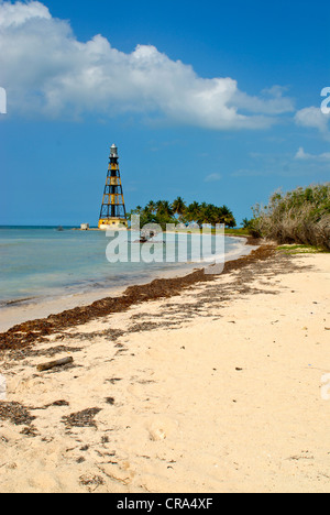 Faro di Cayo Jutías, Cuba, Caraibi Foto Stock