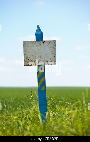 Meteo-picchiato segno su un suolo erboso plot Foto Stock