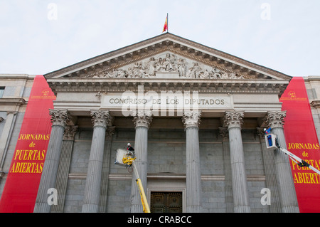 Preparare le giornate porte aperte, Congreso de los Diputados. Madrid, Spagna. Foto Stock