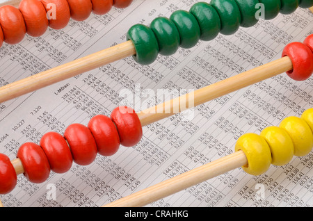 Abacus indice e grafici, immagine simbolica per il mercato azionario Foto Stock