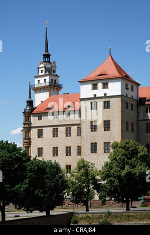 Schloss Hartenfels castle, Torgau, in Sassonia, Germania, Europa Foto Stock