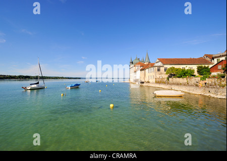 Il Turmhof edificio nel porto di Steckborn, Canton Turgovia, Svizzera, Europa Foto Stock