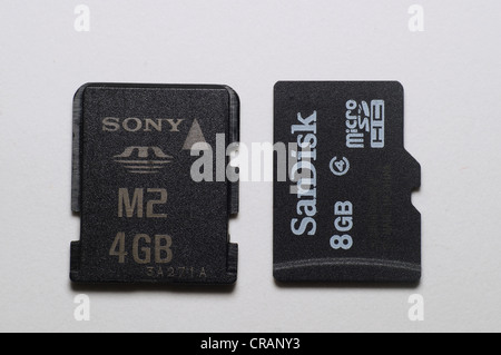 Schede di memoria Micro SD e M2 (alta risoluzione) Foto Stock