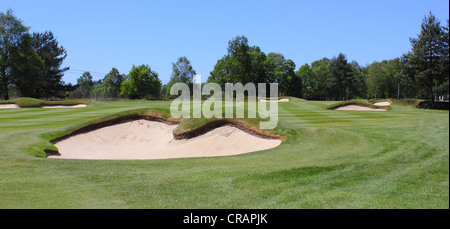 Sandtraps & Bunker su un campo da golf Foto Stock