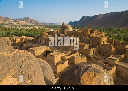 Case di pietra nel villaggio di Djanet, Algeria, Africa Foto Stock