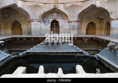 Bene a gradini, royal enclave, rovina della città di Mandu, Madhya Pradesh, India settentrionale, Asia Foto Stock